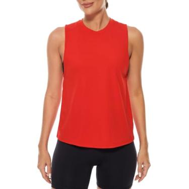 Imagem de Lavento Regata feminina de gola redonda para treino - camiseta atlética para ioga e corrida sem mangas, Vermelho, 11