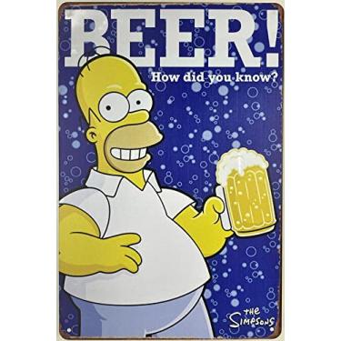 Imagem de Forever_USA Tin Sign | Metal Wall Poster | Homer Simpson Drinking Beer 8 x 12 in. | The Simpsons Decoration Art Plaque for Home Bar Room Garage Man Cave | Funny Cartoon Style Print (Set of 1)