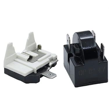 Imagem de PLENTZOM QP-02-4.7 Relé de partida de geladeira de 3 pinos de sobrecarga de 4,7 Ohm e 6750C-0005P 6750C0005P 1/2HP Protetor de sobrecarga de geladeira compatível com peças de compressor de mini geladeira LG