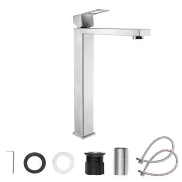 Imagem de Torneira preta fosca para pia de banheiro, filtro substituível, misturador de água fria, moderno, alça única, torneiras de saída, escovado, alto 1