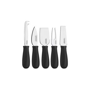 Imagem de Jogo para Queijos Harmoniza com Lâminas em Aço Inox e Cabos de Polipropileno Preto 5 Peças -  Tramontina
