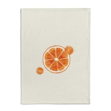 Imagem de Coisas de Nine Cobertor Fruta Laranja Branco Amarelado Com Estampa Colorida Único