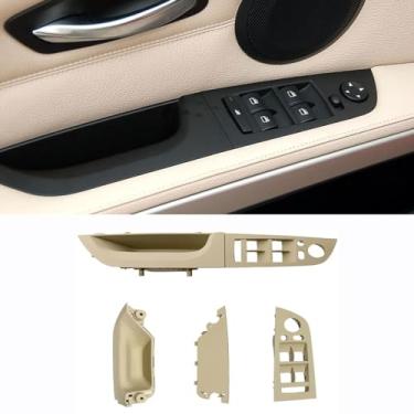 Imagem de Maçaneta da porta do lado do motorista, maçaneta interna do carro, painel de apoio de braço para interruptor de janela do motorista, capa de acabamento para BMW Série 3 E90 E91 316 318 320 325 328