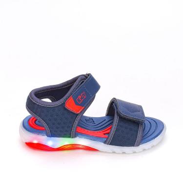 Imagem de Sandália Infantil Masculina Led Kidy Wave Vermelho e Marinho