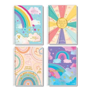 Imagem de Caderno Universitário 10 Matérias Arco-Iris Capa Dura Menina