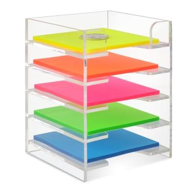 Imagem de 3x3 Inch Acrylic Sticky Note Holder for Desk Colorful Sticky Notes Holder Post It Note Holder Multiple Sticky Notepad Organizer Self Stick Note Pad Holder for Office Home School