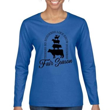 Imagem de Camiseta feminina manga longa Fair Season There is No Business Like Show Business Agriculture Country Farm Life Farmer Pride, Azul, GG