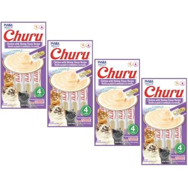 Imagem de Kit 04 Churu Petisco Para Gatos Vários Sabores Escolher Inaba - 16 Tubetes (Kit 4 unid. (16 Tubetes), Frango com Camarão)