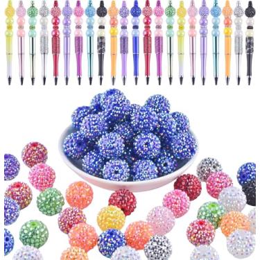 Imagem de Contas de acrílico para canetas e chaveiros - contas de resina AB strass 20 mm 12 peças