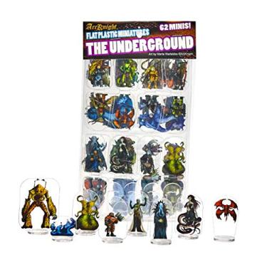 Imagem de Arcknight Flat Plastic Miniatures: Underground; 62 Unique Subterranean-Themed Minis for DND 5e and Pathfinder; Affordable, Skinny Figurines for Dungeons and Dragons and Other Tabletop RPG Games