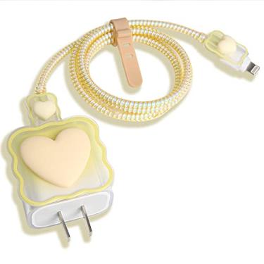 Imagem de QLD COVER Compatível com iPhone 18W/20W USB-C Capa de carregador adorável 3D Love Heart Waves protetor de carregador macio fofo protetor de cabo para iPhone 11 12 13 14 Pro Max adaptador de