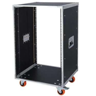 Imagem de WikrOck Rack AV Gear Rack 16U Home Audio & Video Stage Stereo Gabinete de armazenamento sobre rodas - 16U 48.3 cm Servidor IT Network Data Devices Storage Rack Cabinet - SC01-16U
