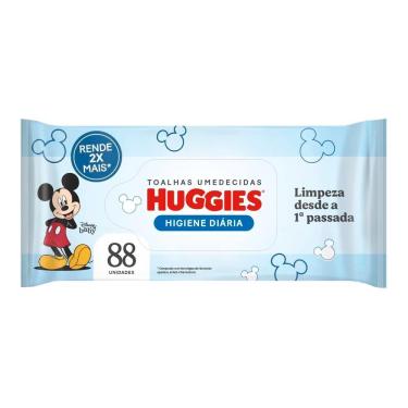 Imagem de Lenço Umedecido Huggies Higiene Diária Rendem 2x Mais - 88 Unidades