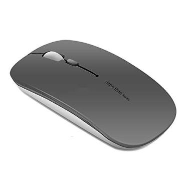 Imagem de Uciefy Mouse Q5 Slim Recarregável Sem Fio, 2,4 G, Ótico, Silencioso, Ultra Fino, Mouse de Computador Sem Fio com Receptor USB e Adaptador Tipo C, Compatível com PC, Laptop, Notebook, Desktop (Cinza)
