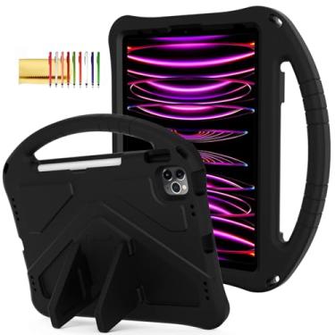 Imagem de Capa infantil para iPad Pro de 11 polegadas 2022/2021/2020/2018, iPad Air 5ª/4ª geração com suporte para lápis, Techcircle leve, à prova de choque, com alça de espuma vinílica acetinada, suporte