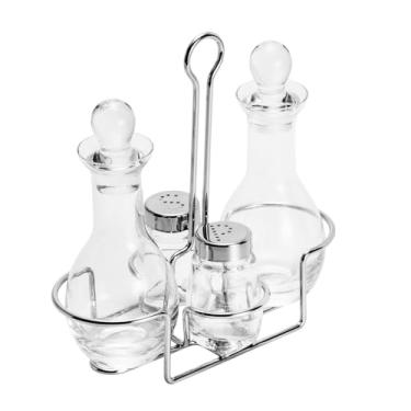 Imagem de CJ 4 PC GALHETEIRO DE VIDRO E CROMADO