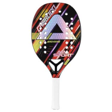 Imagem de Raquete de Tênis de Praia AMA SPORT em Fibra de Carbono 3K com Núcleo de Espuma EVA Profissional de Carbono para Jogadores Avançados (Vermelha)