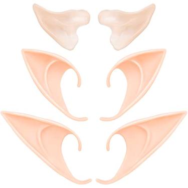 Imagem de Elf Ears Acessórios para cosplay de baile de máscaras – Fantasia de festa de anime de pontas macias e pontudas para festa de Halloween e Natal (3 pares)