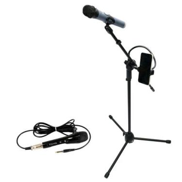 Imagem de Kit Pedestal Tripé +Suporte p/ Celular+ Microfone com Fio - Polyvox