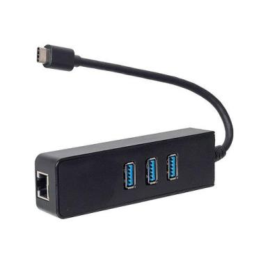 Imagem de Adaptador Hub Tipo-C para USB 3.0 e RJ45 Alta Velocidade - Ion Cabos