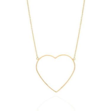 Imagem de Colar de coração rommanel maxi vazado grande  banhado ouro 3x 24k 18k 