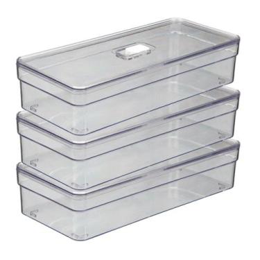 Imagem de Kit 3 Organizadores Retangular Transparente Baixo Resistente - PLASTUT