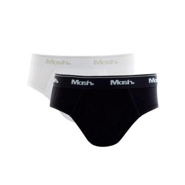 Imagem de Kit com 2 cuecas slip mash 113.04 infantil, P, Branco, Preto