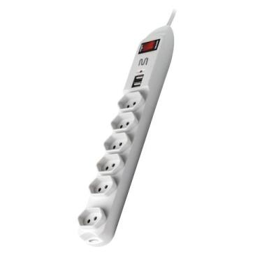 Imagem de Filtro De Linha Multi Com 6 Tomadas E 2 Entradas Usb Bivolt - WI251, B