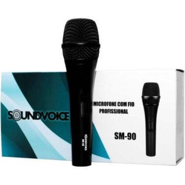 Imagem de Microfone Dinâmico Soundvoice Sm90 Cardióide Chave On/off, Preto