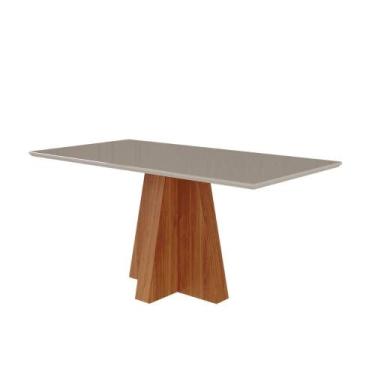 Imagem de Mesa De Jantar Retangular 160X80Cm Tampo Mdf/Vidro Patricia Cimol Cina