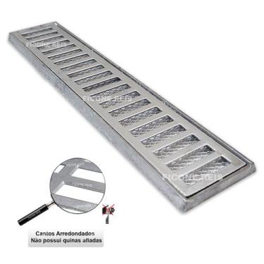Imagem de Grelha Pluvial 10X50 Alumínio Com Aro E Tela Anti Escorpião - Ficone &