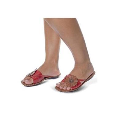 Imagem de Sandália Rasteira Roma Shoes Rasteirinha em Couro Chinelo Flor Anti Derrapante-Feminino