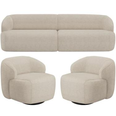 Imagem de Sofá 3 Lugares Curvo Orgânico com 02 Poltronas Para Sala Living 220cm 