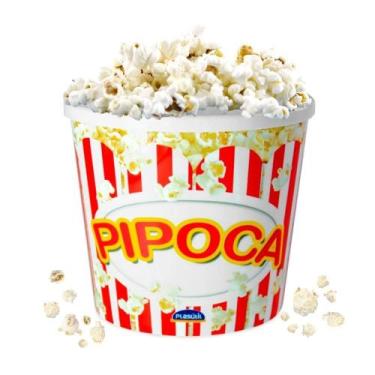 Imagem de Balde Pote Pipoca Popcorn Retrô Cinema 2,1l - Plasútil Cor Branco - PL