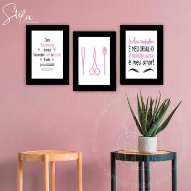 Imagem de Quadros Para Designer de Sobrancelhas Rosa e Preto - Stelix, 20x15