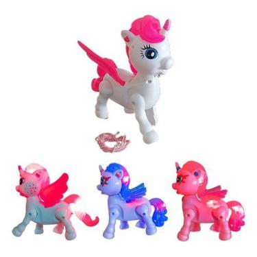 Imagem de Unicórnio Pônei Cavalinho Brinquedo C/som Luz Anda Elétrico - Romã Ata