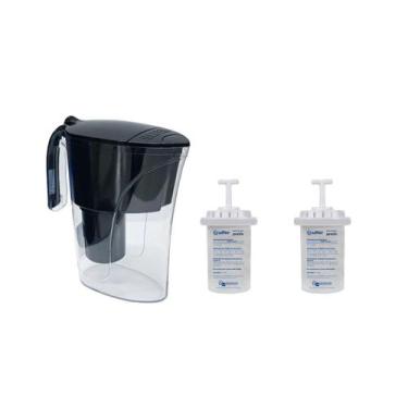 Imagem de Kit Jarra Purificadora água filtro preta 1,5 Litros Inmetro 2 Vela - U