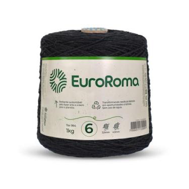 Imagem de  Barbante Colorido Euroroma 1kg Nº6 Crochê e Tricô, Preto - 250