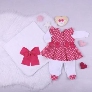 Imagem de Kit saida de maternidade para Bebê Menina Vestido Pink  04 peças 100% 