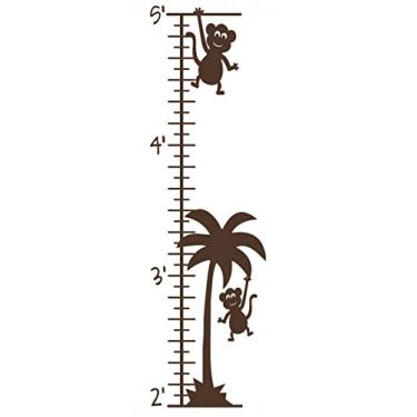 Imagem de Decalque de parede de vinil gráfico de régua de altura de palmeira macaco 25 x 39 cm marrom chocolate