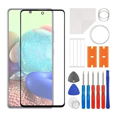 Imagem de SWARK Substituição da lente do painel externo de vidro frontal + OCA compatível com Samsung Galaxy A71 SM-A715 (sem tela LCD e digitalizador de toque) com kit de reparo
