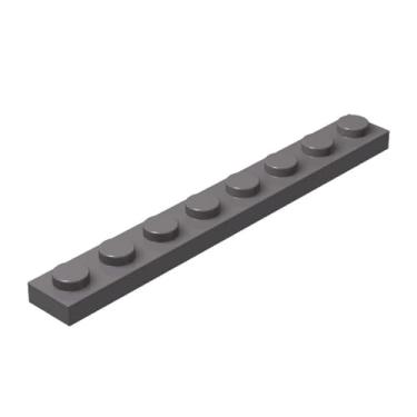 Imagem de Classic Grey Plates Bulk, Dark Gray Plate 1x8, Building Plates Flat 100 Piece, Compatible with Lego Parts and Pieces: 1x8 Gray Plates(Color: Dark Gray)