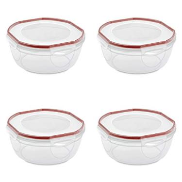 Imagem de Sterilite Tigela com vedação ultrafina de 4,7 litros, tampa transparente e base com vedação vermelha de foguete, pacote com 4