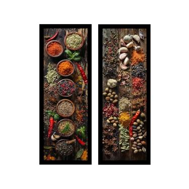 Imagem de Kit 2 Quadros cozinha, bistrô, área gourmet, churrasco, temperos (Preto)