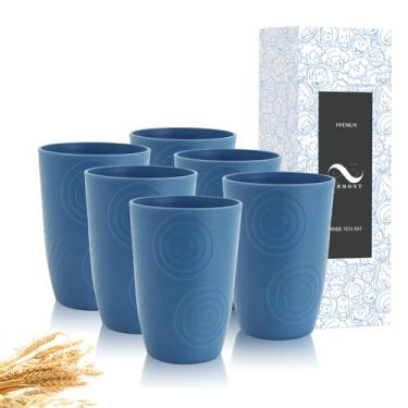 Imagem de PYRMONT Copos de plástico reutilizáveis 473 ml copos de palha de trigo conjunto de 6 copos infantis inquebráveis para cozinha, copo de água, pequeno copo de água seguro para lava-louças e micro-ondas