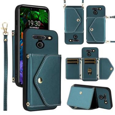 Imagem de Dswteny Capa carteira para LG G8 ThinQ com alça de ombro de cordão de pulso, suporte de cartão de crédito de couro PU acessórios capa de celular para LGG8 Thin Q G 8 LG8 G8thinq LGG8thinq 8G mulheres
