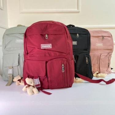 Imagem de Mochila escolar costas ursinho bolsa várias repartições elegante útil 