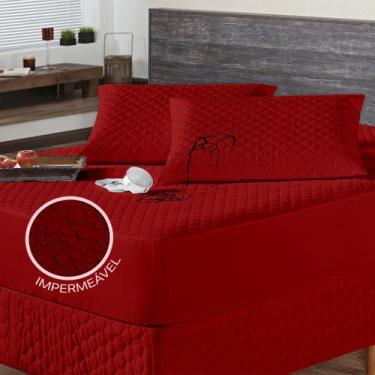 Imagem de Kit Capa Impermeável para Colchão Casal Padrão + 02 Protetor Impermeáv