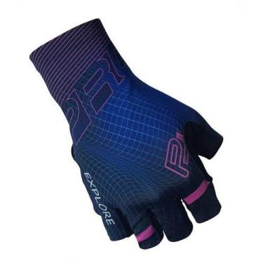 Imagem de Luva Bike Dedo Curto Explore Punho Longo Ciclista Pro Hand, Azul, Rosa