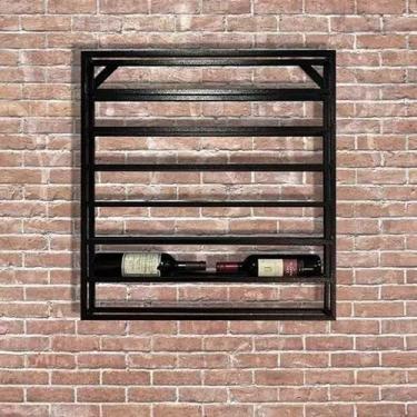 Imagem de Suporte Adega Para Garrafas de Vinho Estilo Industrial Suspenso Metalo